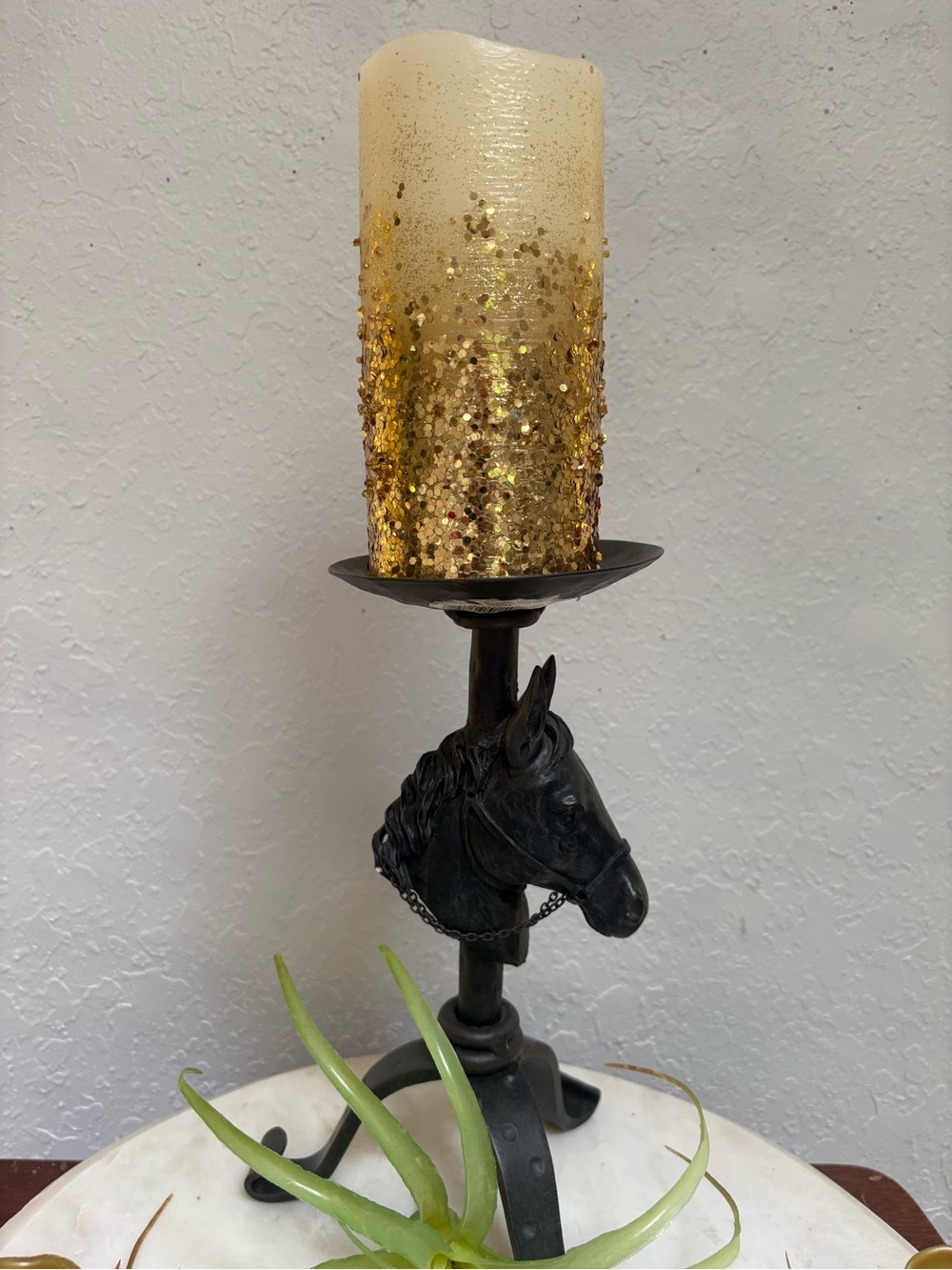 Vintage Horse Head Candle Pillar